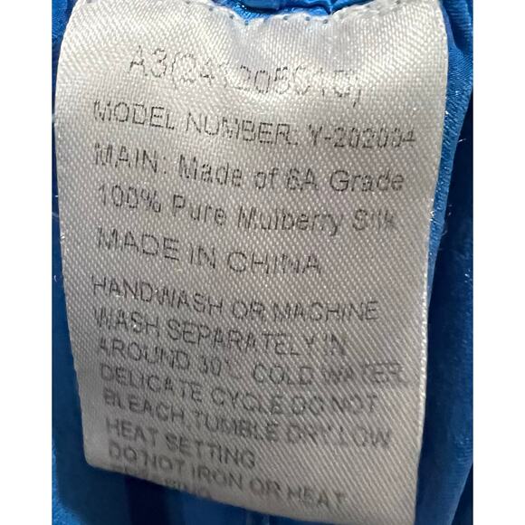 Cold Posh Mulberry Silk Pajama Pants Bottoms Blue Lightweight Drawstring Sz L - Picture 6 of 6